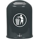 Poubelle ovale, 45 litres, avec clapet basculant en inox, anthracite/mica