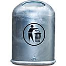 Poubelle ovale, 45 litres, avec clapet basculant en inox, galvanisé