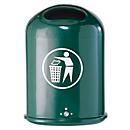 Poubelle ovale, 45 litres, sans clapet basculant en inox, vert