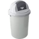 Poubelle Push avec couvercle et clapet basculant, 60 litres, gris