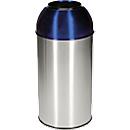 Poubelle ronde en inox Orgavente, 40 litres, Ø 380 x H 740 mm, pour l'intérieur, couvercle bleu
