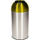 Poubelle ronde en inox Orgavente, 40 litres, Ø 380 x H 740 mm, pour l'intérieur, couvercle jaune