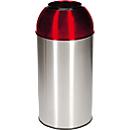 Poubelle ronde en inox Orgavente, 40 litres, Ø 380 x H 740 mm, pour l'intérieur, couvercle, rouge