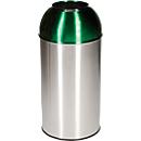 Poubelle ronde en inox Orgavente, 40 litres, Ø 380 x H 740 mm, pour l'intérieur, couvercle, vert