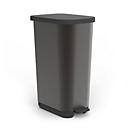 Poubelle Rotho RIBO, 55 l, mécanisme à pédale, avec couvercle, espace pour les sacs réglable, plastique recyclé, graphite/noir