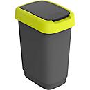 Poubelle Rotho TWIST, 10 l, 2 ouvertures possibles, plastique, vert citron