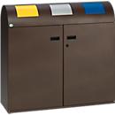 Poubelles de tri sélectif, partie supérieure arrondie, brun foncé