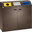 Poubelles de tri sélectif, partie supérieure carrée, brun foncé
