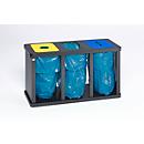 Poubelles pour tri sélectif Tetris VAR, station de 3 collecteurs, avec anneau de serrage, acier