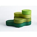 Poufs modulables ronds TAPA, avec mécanisme pivotant, l. 1090 x P 800 x H 620 mm, révêtement de laine vierge, bleu/bleu, set de 4 pièces