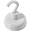 Power magnet with hook, Ø 25 mm, adhesive force 4 kg, white, 5 pieces