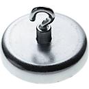 Power magnet with hook, Ø 36 mm, adhesive force 10 kg, galvanised, 5 pieces