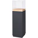Präsentationssäule, 1 Fachboden, bis 30 kg, T 350 x H 1190 mm, Hirnholz-Eiche/Plexiglas, schwarz-matt