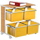 Pragma Suspension Folder Trolley, with storage shelf, aluminium silver/beech