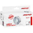 Preisetiketten METO®, für 1-zeilige Preisauszeichner, permanenthaftend, Wellenrand, B 26 x H 12 mm, FSC®-Papier, weiß, 6 Rollen mit 1000 Stück