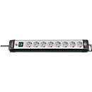 Premium-Line stekkerdozen, 8-voudig, zwart/lichtgrijs