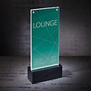 Premium table sign holder DIN long: stylish design, dimensions 116 x 254 x 46 mm
