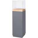 Presentatiezuil, 1 legbord, tot 30 kg, D 350 x H 1190 mm, eiken kopshout/Plexiglas, grijs mat