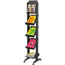 Présentoir mobile CORNER - l. 350 x P 385 x H 1675 mm - 5 étagères - noir