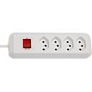 Prise multiple brennenstuhl® cleverLINE, 4x, jusqu'à 2300 W, avec interrupteur éclairé, IP20, longueur du câble 1,5 m, plastique, blanc