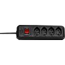 Prise multiple brennenstuhl® cleverLINE, 4x, jusqu'à 2300 W, avec interrupteur éclairé, IP20, longueur du câble 1,5 m, plastique, noir