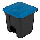 Probbax pedaalemmer, inhoud 30 l, met deksel, L 410 x B 398 x H 435 mm, kunststof, blauw-donkergrijs