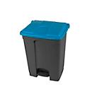 Probbax pedaalemmer, inhoud 70 l, met deksel, L 495 x B 412 x H 673 mm, kunststof, blauw-donkergrijs