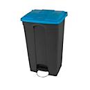 Probbax pedaalemmer, inhoud 90 l, met wielen en deksel, L 500 x B 412 x H 820 mm, kunststof, blauw-donkergrijs