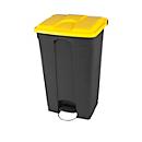 Probbax pedaalemmer, inhoud 90 l, met wielen en deksel, L 500 x B 412 x H 820 mm, kunststof, geel-donkergrijs