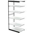 PROGRESS 2000 steel shelving unit, shelf module, without rear wall, H 2250 x W 1000 x D 600 mm, frame black