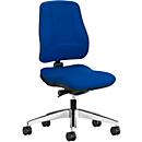 Prosedia bureaustoel LEANOS V KOMFORT, synchroonmechanisme, zonder armleuningen, lordosesteun, knierol, blauw/aluminium gepolijst