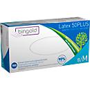 Protective gloves BINGOLD Latex 50PLUS, disposable, powder-free and chlorinated, latex, natural color, size M, 100 pieces