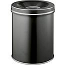 Prullenbak SAFE, zelfblussend,15 liter, Ø 260 x H 357 mm, zwart