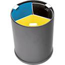 Prullenbak, voor afvalscheiding - tafelmodel - 3 binnenemmers uit polypropeen - 9 liter