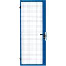 Puerta batiente de una hoja, para sistema de paredes separadoras, bisagra de puerta derecha/izquierda, An 1000 x Al 2070 mm, con cerradura antipánico, azul