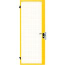 Puerta batiente de una hoja, para sistema de paredes separadoras, bisagra de puerta derecha/izquierda, An 850 x Al 2070 mm, con cerradura antipánico, amarillo