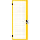 Puerta batiente de una hoja, para sistema de paredes separadoras, bisagra de puerta derecha/izquierda, An 850 x Al 2070 mm, con cerradura de embutir y cierre de pestillo, amarillo