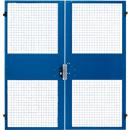 Puertas batientes de dos hojas, para sistema de paredes separadoras, An 2000 x Al 2070 mm, azul