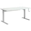 Pupitre estándar, rectangular, regulable en altura manualmente mediante manivela, pie en C, An 1200 x Pr 800 x Al 728-1188 mm, aluminio gris claro/blanco