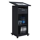 Pupitre Melta, mobile, réglable en hauteur/inclinable, 3 compartiments ouverts &amp; 1 tiroir verrouillable, L 600 x P 500 x H 1090-1200 mm, bois, noir