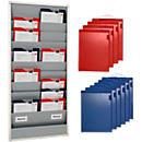 Quadro de planeamento com 10 calhas, 10 bolsas vermelhas + 10 azuis