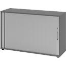 Querrollladenschrank Breno, 2 OH, abschließbar, stapelbar, B 1200 x T 400 x H 748 mm, Spanplatte, graphit
