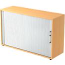 Querrollladenschrank TARVIS, 2 Ordnerhöhen, B 1200 x T 400 x H 825 mm, abschließ- & stapelbar, Buche-Dekor/alusiber