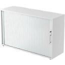 Querrollladenschrank ULM, 2 OH, Rollläden alusilber, B 1200 x T 400 x H 748 mm, lichtgrau