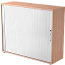 Querrollladenschrank ULM, 3 OH, Rollläden alusilber, B 1200 x T 400 x H 1100 mm, Nussbaum-Dekor