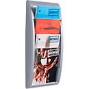 Quickfit brochure wall holder, 4 compartments, DIN A4, colour aluminium