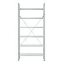 R 3000 clip-on shelving, complete shelving unit 5.155 m, 1 base unit and 4 add-on units incl. 25 shelves, lacquered, H 2278 x W 5155 x D 600 mm