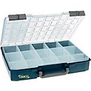 Raaco CarryLite 80 5x10-15 assortimentskoffer, met 15 inzetstukken, B 413 x D 330 x H 79 mm, gemaakt van polycarbonaat/polypropeen, transparant/blauw