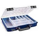 Raaco Sortimentskoffer CarryLite 55 4x8-10, mit 10 Einsätzen, B 337 x T 278 x H 57 mm, aus Polycarbonat/Polypropylen, transparent/blau
