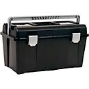 Raaco Werkzeugkoffer Toolbox 33-34, mit Träger und Kleinteile-Sortimentsbox, B 480 x T 255 x H 258 mm, aus Polypropylen, schwarz